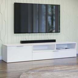 Shefa Marocco 2 Door 2 Shelf White TV Unit - Size: 35 x 175 x 39cm - Wilko - thumbnail 1