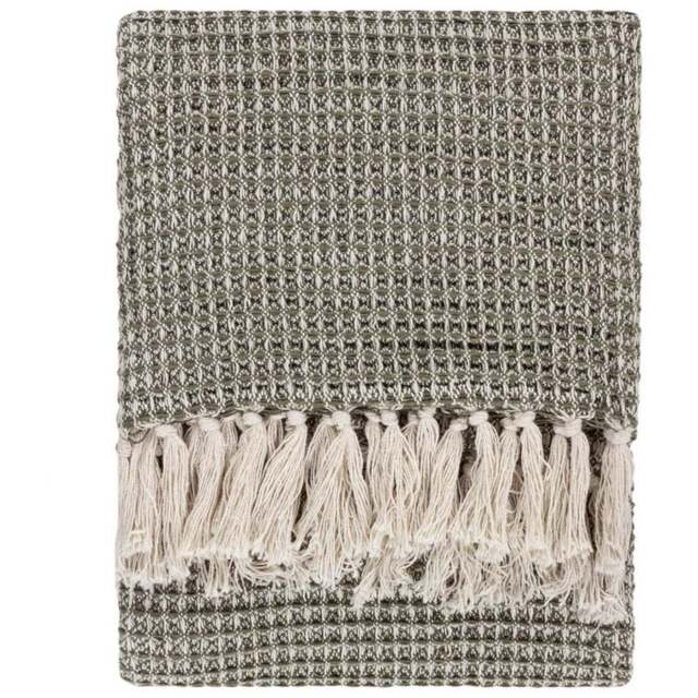 Yard Lorne Lichen Waffle Fringed Throw 150 x 200cm - Size: 200 x 150cm - Brown - Yard Living - Wilko - image 1
