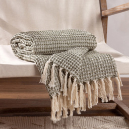 Yard Lorne Lichen Waffle Fringed Throw 150 x 200cm - Size: 200 x 150cm - Brown - Yard Living - Wilko - thumbnail 3