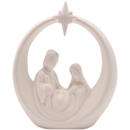 The Seasonal Gift Co. LED Ceramic Nativity Scene Christmas Decoration - Size: 19.5 x 10 x 5.5cm - White - Wilko