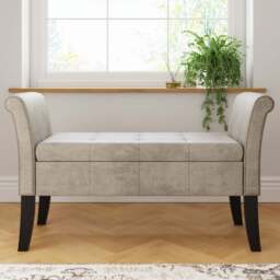 GFW Balmoral Silver Upholstered Window Seat - Size: 42 x 121 x 64cm - Wilko - thumbnail 1