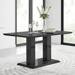 Furniturebox Molini Cesano 6 Seater Dining Set Black Gloss and Green - Grey - Wilko - thumbnail 3