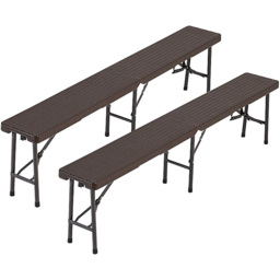 Living and Home Set of 2 Rattan Brown Folding Bench - Size: 2 Seater - Wilko - thumbnail 3