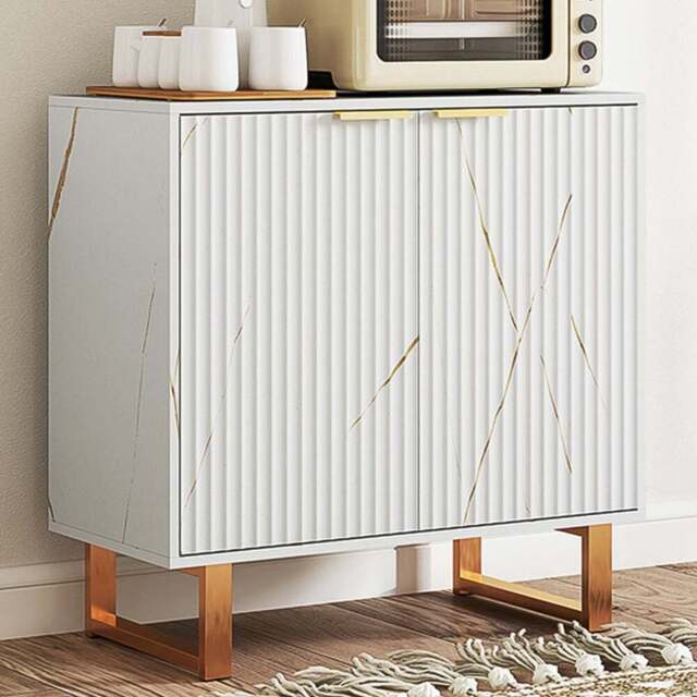 HOMCOM 2 Door Sideboard Storage Cabinet with Adjustable Shelf - Size: 19.5 x 47 x 91cm - White - Wilko - image 1