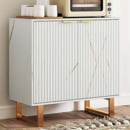 HOMCOM 2 Door Sideboard Storage Cabinet with Adjustable Shelf - Size: 19.5 x 47 x 91cm - White - Wilko