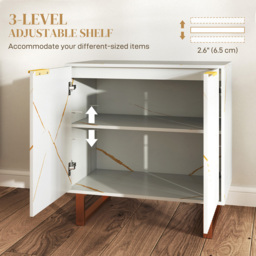 HOMCOM 2 Door Sideboard Storage Cabinet with Adjustable Shelf - Size: 19.5 x 47 x 91cm - White - Wilko - thumbnail 6