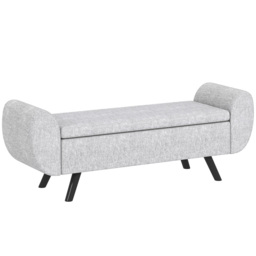 HOMCOM 2 Seater Light Grey Linen Storage Bench with Armrest - Size: 50.0 cm x 42.0 cm x 132.0 cmcm - Wilko - thumbnail 3