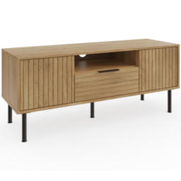 GFW Nervata Single Drawer 2 Door Oak TV Unit - Brown - Wilko - thumbnail 3
