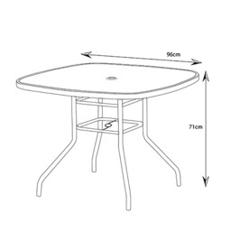 Malay Outdoor Essentials Rio 4 Seater Square Glass Top Table - Black - Wilko - thumbnail 4