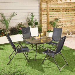 Malay Outdoor Essentials Rio 4 Seater Square Glass Top Table - Black - Wilko - thumbnail 5