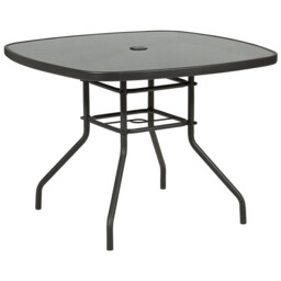 Malay Outdoor Essentials Rio 4 Seater Square Glass Top Table - Black - Wilko - thumbnail 3