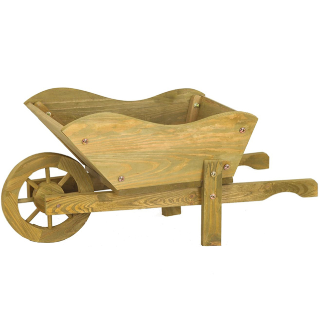 Marco Paul Wooden Wheelbarrow Planter - Size: 12.5 x 59 x 20.5cm - Brown - Wilko - image 1