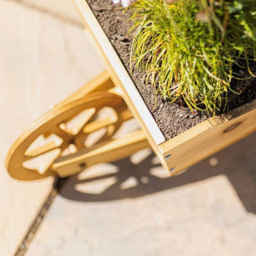 Marco Paul Wooden Wheelbarrow Planter - Size: 12.5 x 59 x 20.5cm - Brown - Wilko - thumbnail 4