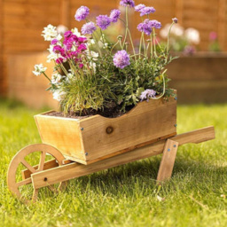Marco Paul Wooden Wheelbarrow Planter - Size: 12.5 x 59 x 20.5cm - Brown - Wilko - thumbnail 3