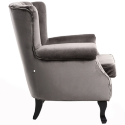 Living and Home Vintage Grey Velvet Wingback Armchair - Size: Single - Wilko - thumbnail 4