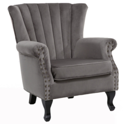 Living and Home Vintage Grey Velvet Wingback Armchair - Size: Single - Wilko - thumbnail 3