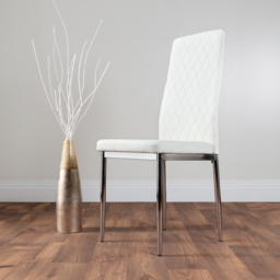 Furniturebox Copeland Valera Marble Effect 6 Seater Dining Set White and Chrome - Wilko - thumbnail 4
