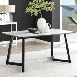 Furniturebox Copeland Valera Marble Effect 6 Seater Dining Set White and Chrome - Wilko - thumbnail 3