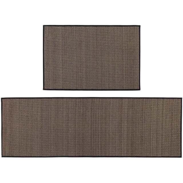 JVL Antarra Black and Brown Rubber Backed Door Mat and Runner Set - Size: 75 x 50 x 5cm - Wilko - image 1