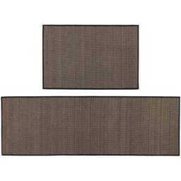 JVL Antarra Black and Brown Rubber Backed Door Mat and Runner Set - Size: 75 x 50 x 5cm - Wilko