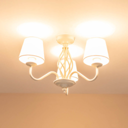 ValueLights Memphis Cream Metal Barley Twist LED Ceiling Lamp - Size: 33 x 50 x 43cm - Wilko - thumbnail 4