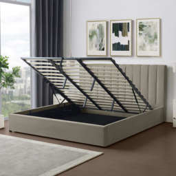 Artemis Home Evelynne Super King Size Light Brown Linen Upholstered Ottoman Bed - Wilko - thumbnail 4