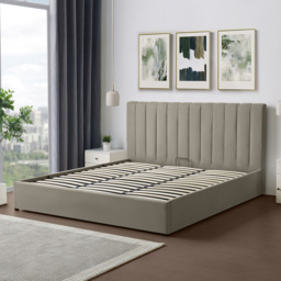 Artemis Home Evelynne Super King Size Light Brown Linen Upholstered Ottoman Bed - Wilko - thumbnail 3