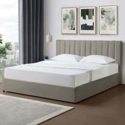 Artemis Home Evelynne Super King Size Light Brown Linen Upholstered Ottoman Bed - Wilko - thumbnail 1