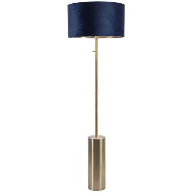 ValueLight Lexy Navy Blue Velvet Gold Inner Shade Gold Dimmable LED Floor Lamp - Size: 150 x 45 x 45cm - ValueLights - Wilko - image 1
