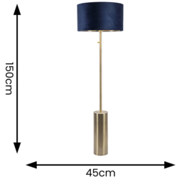ValueLight Lexy Navy Blue Velvet Gold Inner Shade Gold Dimmable LED Floor Lamp - Size: 150 x 45 x 45cm - ValueLights - Wilko - thumbnail 5