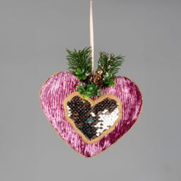 Shatchi Pink Burgundy Heart Hanging Christmas Decoration 3 Pack - Size: 32.1 x 22 x 13cm - Wilko - thumbnail 4