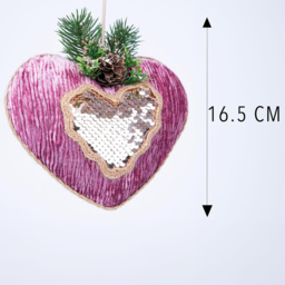 Shatchi Pink Burgundy Heart Hanging Christmas Decoration 3 Pack - Size: 32.1 x 22 x 13cm - Wilko - thumbnail 5