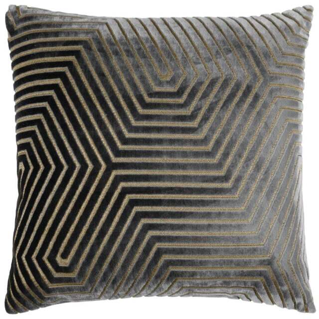 Paoletti Evoke Charcoal Cut Velvet Cushion - Size: 45 x 45 cm - Grey - Wilko - image 1