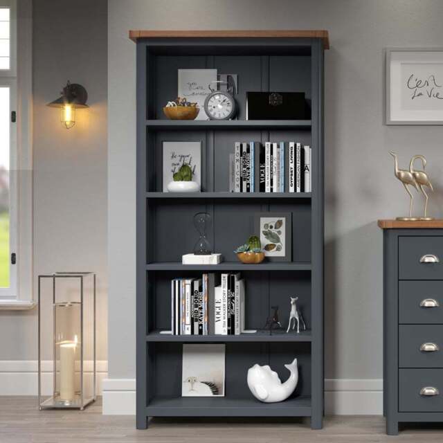 Dunkeld Midnight 5 Shelf Blue Grey Tall Bookcase - Core Products - Wilko - image 1