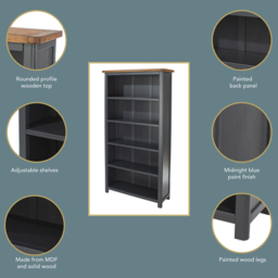 Dunkeld Midnight 5 Shelf Blue Grey Tall Bookcase - Core Products - Wilko - thumbnail 6