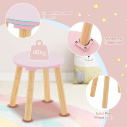 Costway 2 Drawer Kids Pink Vanity Table and Stool Set with Mirror - Size: 80 x 41 x 16cm - Wilko - thumbnail 7