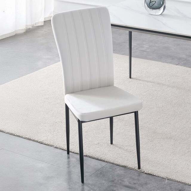 Elle Set of 6 Beige Velvet Effect Plush Padded Upholstered Dining Chair - Cream - MCC - Wilko - image 1