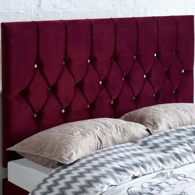 Aspire Furniture Catherine Lansfield Boutique Single Berry Brushed Velvet Headboard - Purple - Aspire Beds - Wilko - image 1