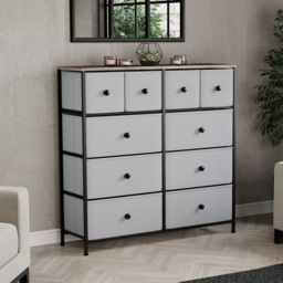 Vida Designs Chorley 10 Drawer Beige and Grey Wood Fabric Chest of Drawer - Brown - Wilko - thumbnail 4