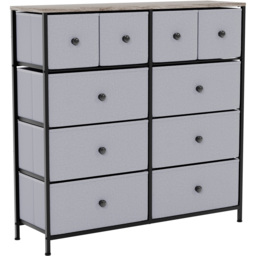 Vida Designs Chorley 10 Drawer Beige and Grey Wood Fabric Chest of Drawer - Brown - Wilko - thumbnail 3