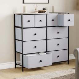 Vida Designs Chorley 10 Drawer Beige and Grey Wood Fabric Chest of Drawer - Brown - Wilko - thumbnail 5