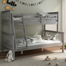 Carra Triple Sleeper Grey Bunk Bed with Pocket Mattresses - Size: Single + Small Double - Bedmaster - Wilko - thumbnail 1