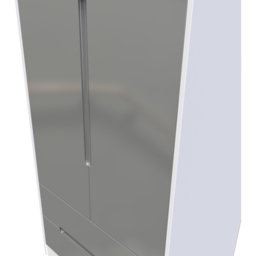 Crowndale Monaco 2 Door 2 Drawer Grey Gloss and White Tall Wardrobe Ready Assembled - Size: 2 Door, 2 Drawer - Grey Gloss & White - Wilko - thumbnail 6
