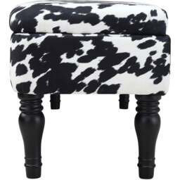 Living and Home Cow Print Upholstered Storage Bench - Size: 110 x 44 x 46cm - Multi - Wilko - thumbnail 6