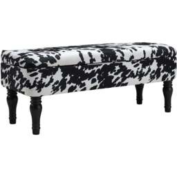 Living and Home Cow Print Upholstered Storage Bench - Size: 110 x 44 x 46cm - Multi - Wilko - thumbnail 3