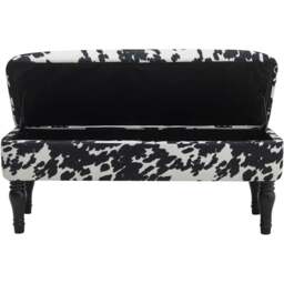 Living and Home Cow Print Upholstered Storage Bench - Size: 110 x 44 x 46cm - Multi - Wilko - thumbnail 5