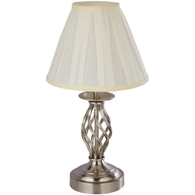 Lighting Collection Brushed Silver Touch Table Lamp - Size: 36 x 26 x 26cm - Satin Silver and Cream - Wilko - image 1