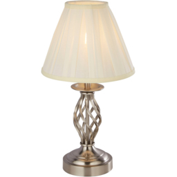 Lighting Collection Brushed Silver Touch Table Lamp - Size: 36 x 26 x 26cm - Satin Silver and Cream - Wilko - thumbnail 4