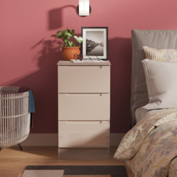 Crowndale Milan 3 Drawer Kashmir Gloss and Grey Oak Bedside Cabinet Ready Assembled - Kashmir Gloss & Grey Oak - Wilko - thumbnail 7