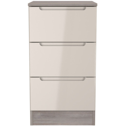 Crowndale Milan 3 Drawer Kashmir Gloss and Grey Oak Bedside Cabinet Ready Assembled - Kashmir Gloss & Grey Oak - Wilko - thumbnail 3